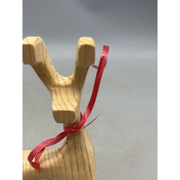 handmade Christmas reindeer carved wood figurine decoration brown 7" READ used w - Picture 2 of 8